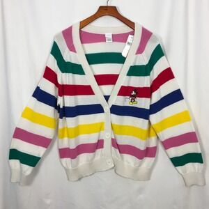 NWT Disney 100 Mickey Mouse Cardigan Sweater Stripes Women's Size 1X / XL